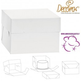 BOX SCATOLA ALTA PORTA TORTA IN CARTONE "DECORA"