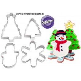 SET 4 TAGLIAPASTA IN METALLO CHRISTMAS NATALE 3D WILTON