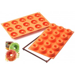 STAMPO IN SILICONE 15 SMALL DONUTS CIAMBELLE LINEA FANCY & FUNCTION di SILIKOMART SF171