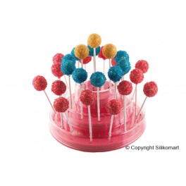 ESPOSITORE PER CAKE POPS, EASY POPS, FINGER SU STECCO E EASY CREAM MINI SU STECCO FUCSIA IN GIFT BOX SILIKOMART