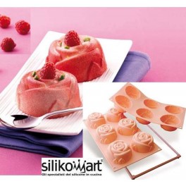 STAMPO IN SILICONE MONOPORZIONE ROSA SF077 6 ROSE GRANDI IN GIFT BOX FANCY & FUNCTION di SILIKOMART