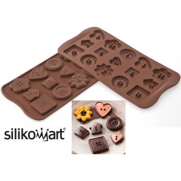 STAMPO CIOCCOLATINI IN SILICONEN.15 CHOCO BUTTONS - BOTTONI della linea Easy Choc di SILIKOMART