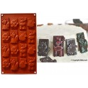 STAMPO CIOCCOLATINI IN SILICONE SF 198 WINTER CHOCO TAGS (procione, volpe, riccio e renna 16 placchette) di SILIKOMART