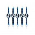 SET 5 CANDELE CALCIO PALLONE NERO BLU INTER