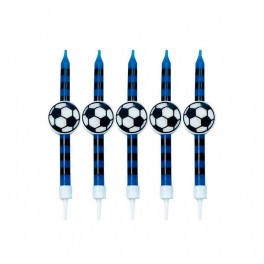 SET 5 CANDELE CALCIO PALLONE NERO BLU INTER