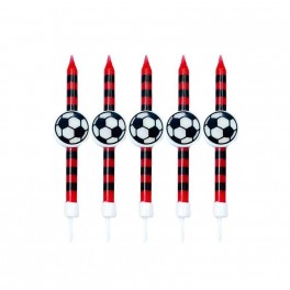 SET 5 CANDELE CALCIO PALLONE NERO ROSSO MILAN