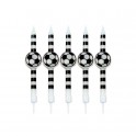 SET 5 CANDELE CALCIO PALLONE BIANCO NERE 